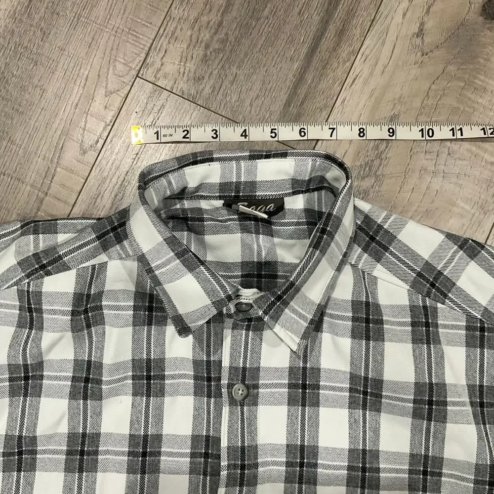 90s vintage saga plaid men’s‎ shirt button up short sleeve size XL 100% cotton